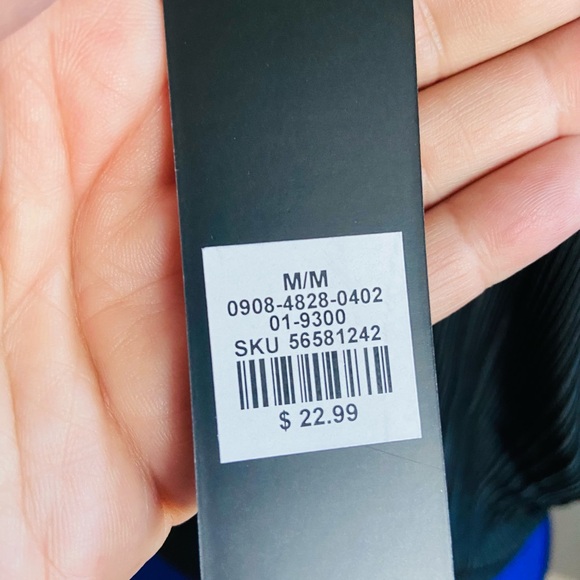 Black Shiney Ribbed Frint Tie Top - Picture 2 of 6